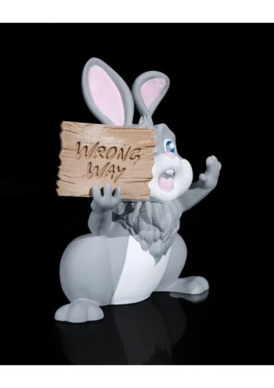 CWSRJ437747419RW2-Wrong Way Bunny Sign Wrong Way Bugs Bunny Boyalı Figür 13cm