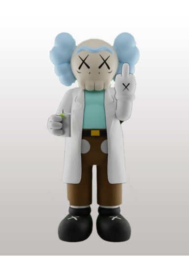 TYR2186KMHYS-Kaws Rick and Morty Boyalı Figür Kaws Rick Orta Parmak Figür Büyük Boy 20CM