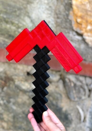 TYB4N4P6JLIY04JD25-Bursa3dfilament 25 cm Minecraft Red Stone Kazma-kızıl Taş Kazma Figürü