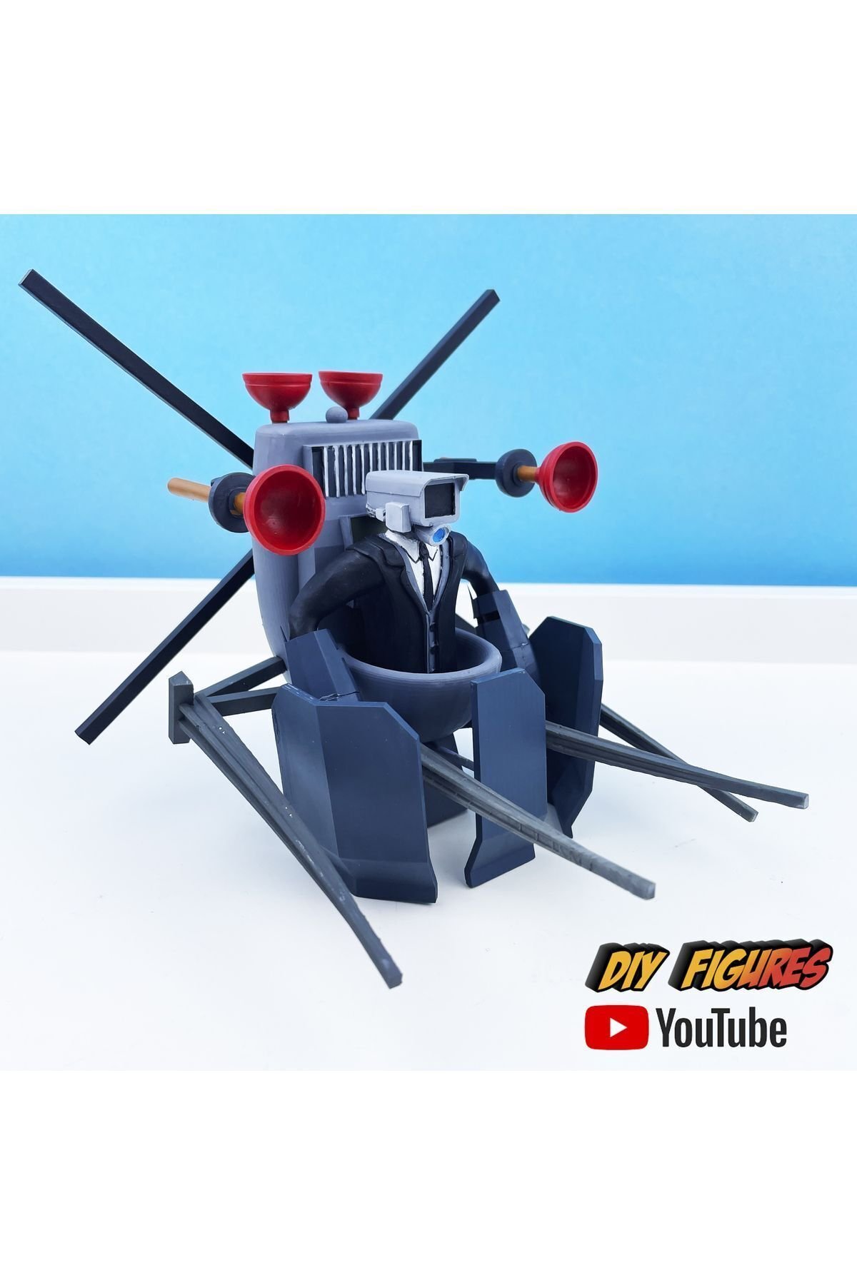 CNQRX071294281RW2-PLUNGERMAN - CAMERAMAN SKIBIDI TOILET ŞİBİLİ TUVALET KAMERAMAN PLUNGERMAN FİGÜR 18CM CNQRXYHK4921