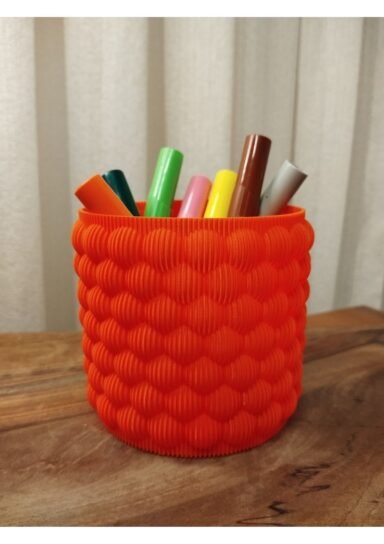 80125048023-Baloncuk Desenli Saksı & Kalemlik