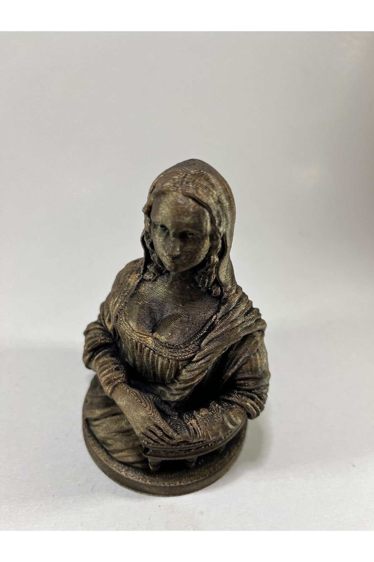 Mona lisa büst figür obje leonardo vinci premium ürün bronz 10x7 cm - Görsel 3