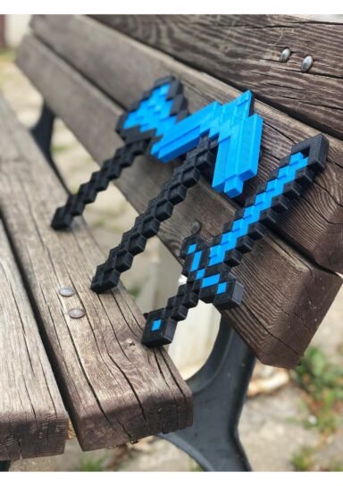 TYB49KCSNLE00ZCX40-Minecraft Kılıç-kazma- Balta Üçlü Elmas Set 25 cm/ Minecraft Üçlü Oyuncak Elmas Set