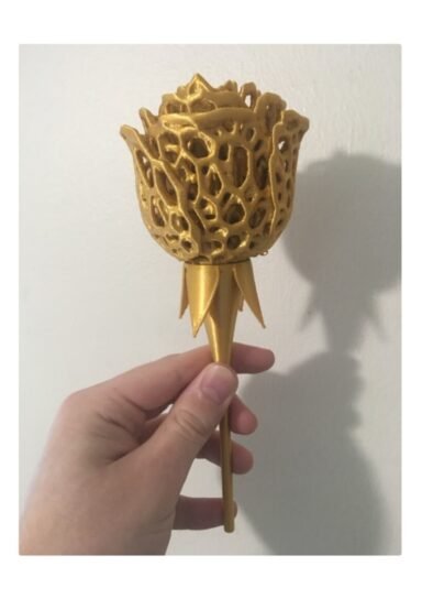 TRNSYCSH2225-Voronoi Gold Yapay Vazo Gülü