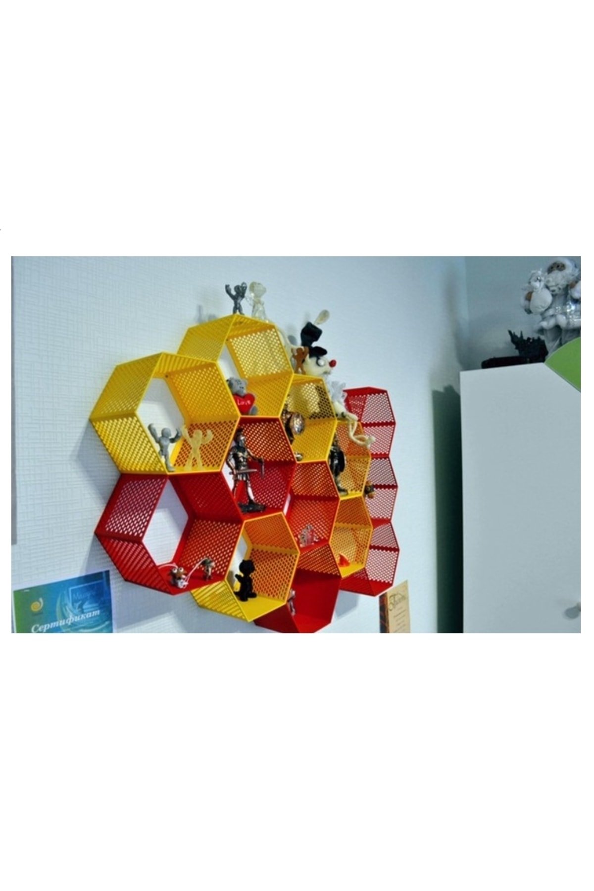 TRNYSQ2S-Hexagen Altıgen Dekoratif Duvar Rafı 1 Adet