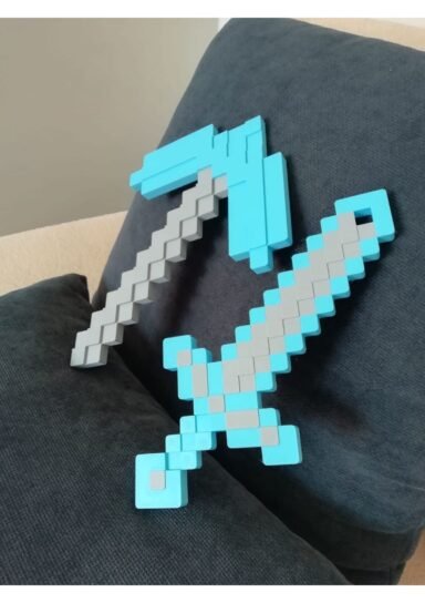 TYBOAVPERNJKMTTU40-Bursa3dfilament Özel Kılıç-kazma Ikili Set 25 Cm/ Minecraft Pickaxe Sword