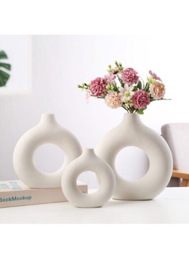 TYBUJX9H6EW4X61C51-Nordik Yuvarlak Dekoratif Sert Plastik 3'lü Vazo