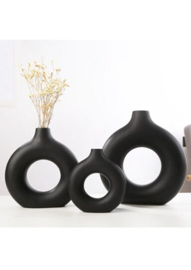 TNC2652VZSNV-Nordik Yuvarlak Dekoratif Sert Plastik 3'lü Vazo