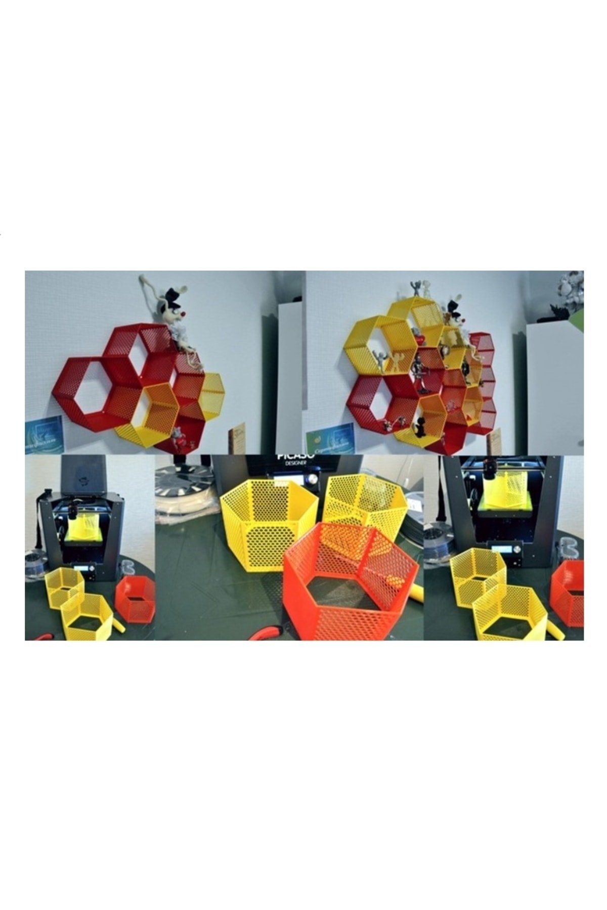 Hexagen Altıgen Dekoratif Duvar Rafı 1 Adet - Görsel 2